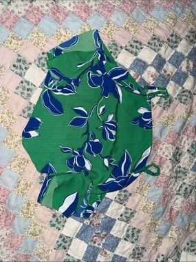 Bwear Green & Blue Floral Tie-Back Tank Top